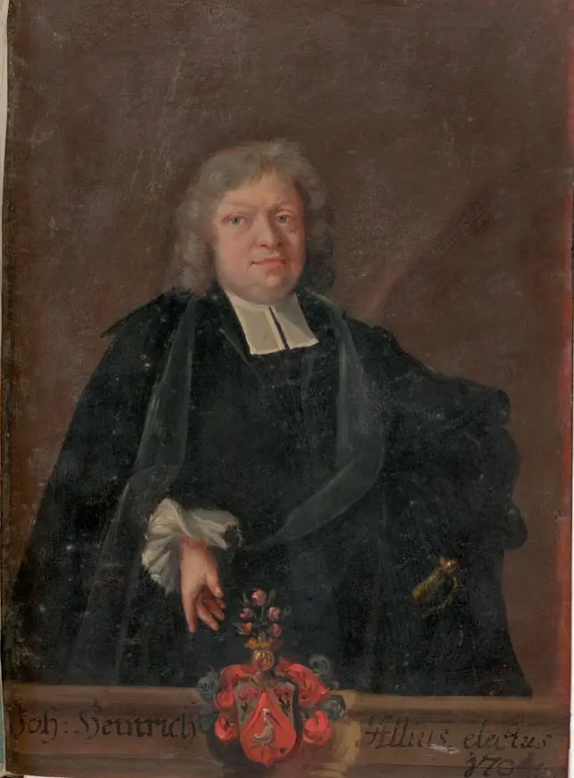 Porträt und Wappen Johann Heinrich Allius 1704